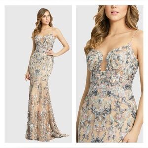MAC DUGGAL 79313 NWT Embroidered Spaghetti Strap Trumpet Gown